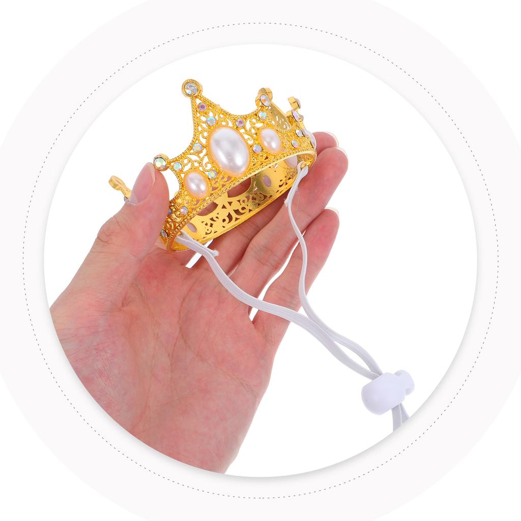 Pet Birthday Party Crown Alloy Crown Headdress Shiny Crown Pet Hat Birthday Party Pet Costume Decoration With Adjustable Strap