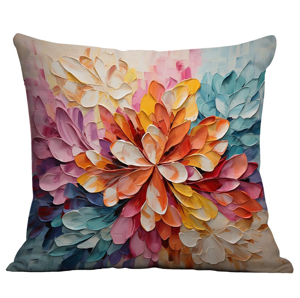 Новая наволочка с цветочным принтом, имитирующая трехмерный стиль масляной живописи, креативная цветочная, для дома, гостиной, диванной подушки