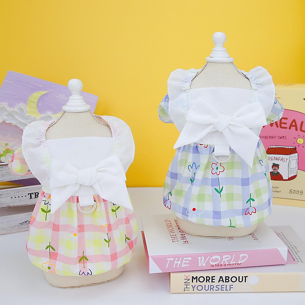 2023 Spring and Summer Dog Skirt Pet Clothes Installed Teddy Schnauzer Small Dog Bichon Fresh Field Skirt Wholesale Pet Clothes