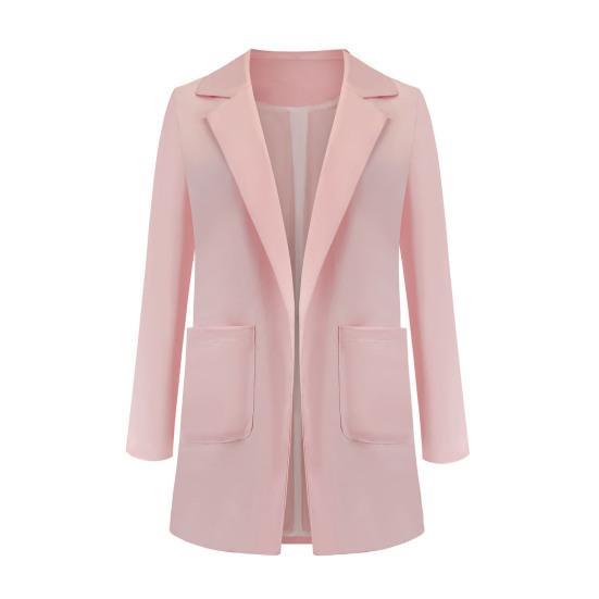 Women Suit Coat Lapel Long Sleeve Open Front Suit Jacket Solid Color Urban Style Spring Autumn Business Outerwear