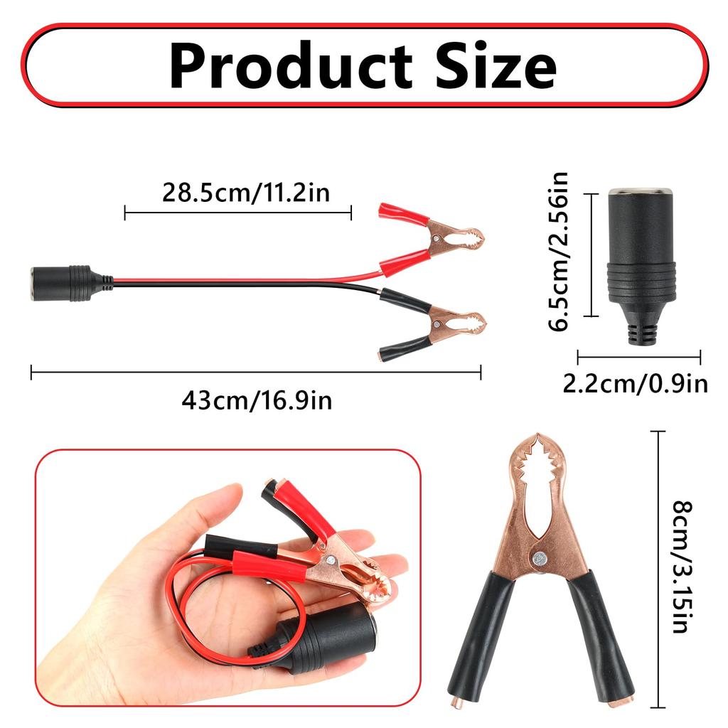Автомобильный аккумулятор, зажим-крокодил, 35 см, удлинительный кабель для автомобильного прикуривателя, удлинитель-крокодил на 12/24 В с держателем предохранителя