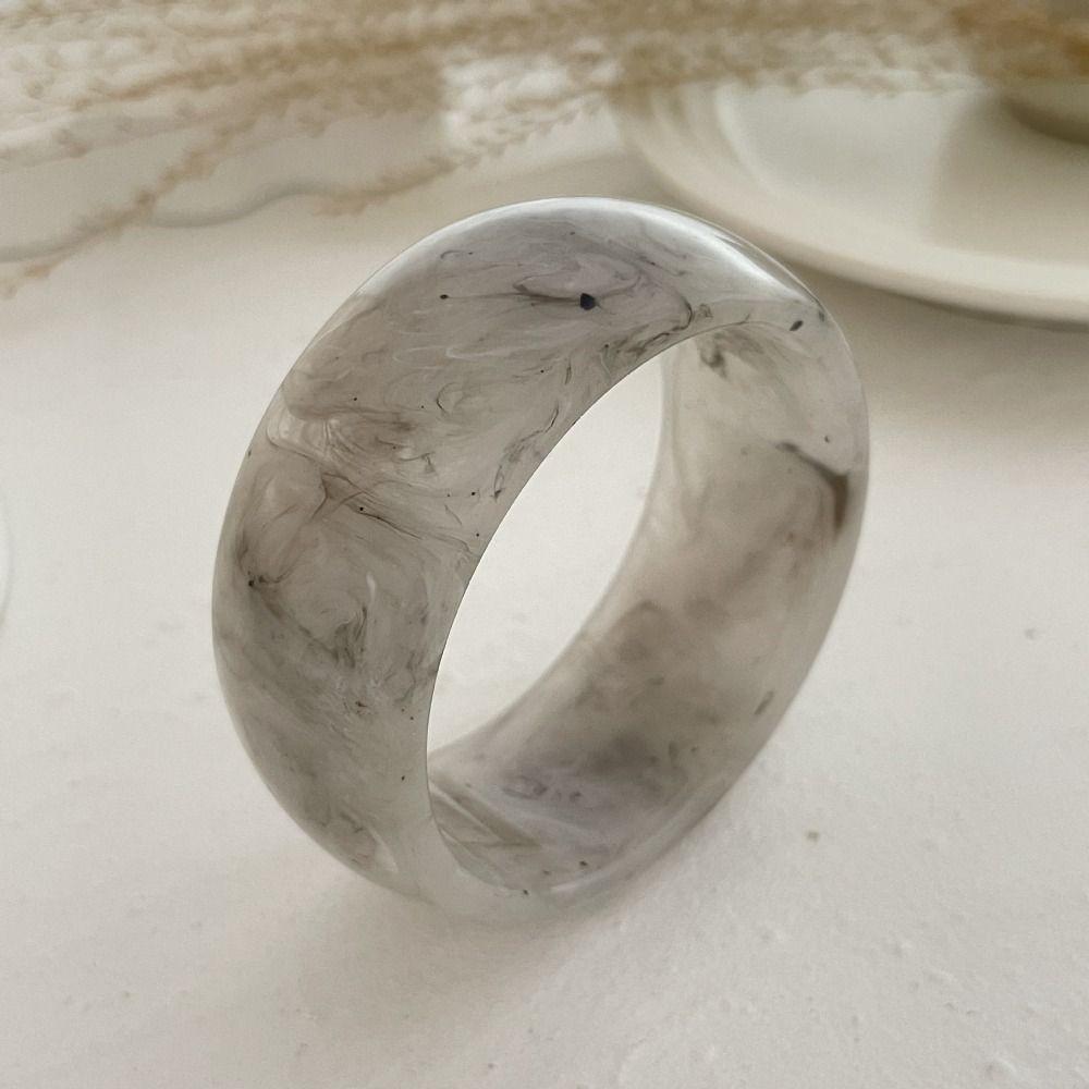 Smudge Acrylic Transparent Bangles Exaggerate Retro Hand Ring Chunky Bracelets Women  Girls