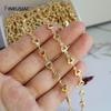 Латунные звеньевые цепи с покрытием 14K золотом, цепи в форме ромба/ пентаграммы/ сердца для изготовления бижутерии своими руками