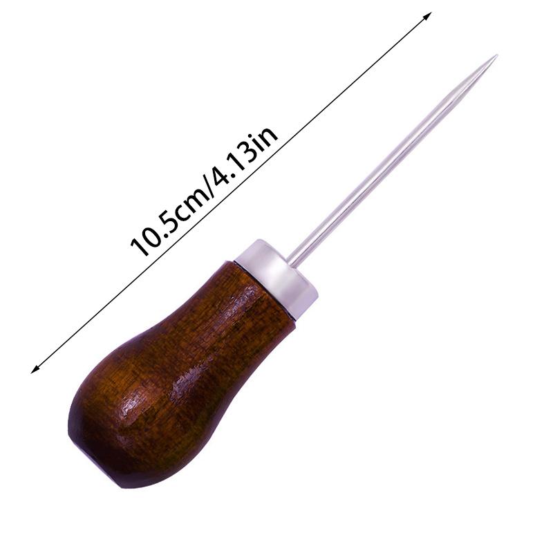 Конус для ремонта обуви Конус с круглым отверстием Ручная дрель для вязания крючком Деревянная ручка Конус для пробивания кожи