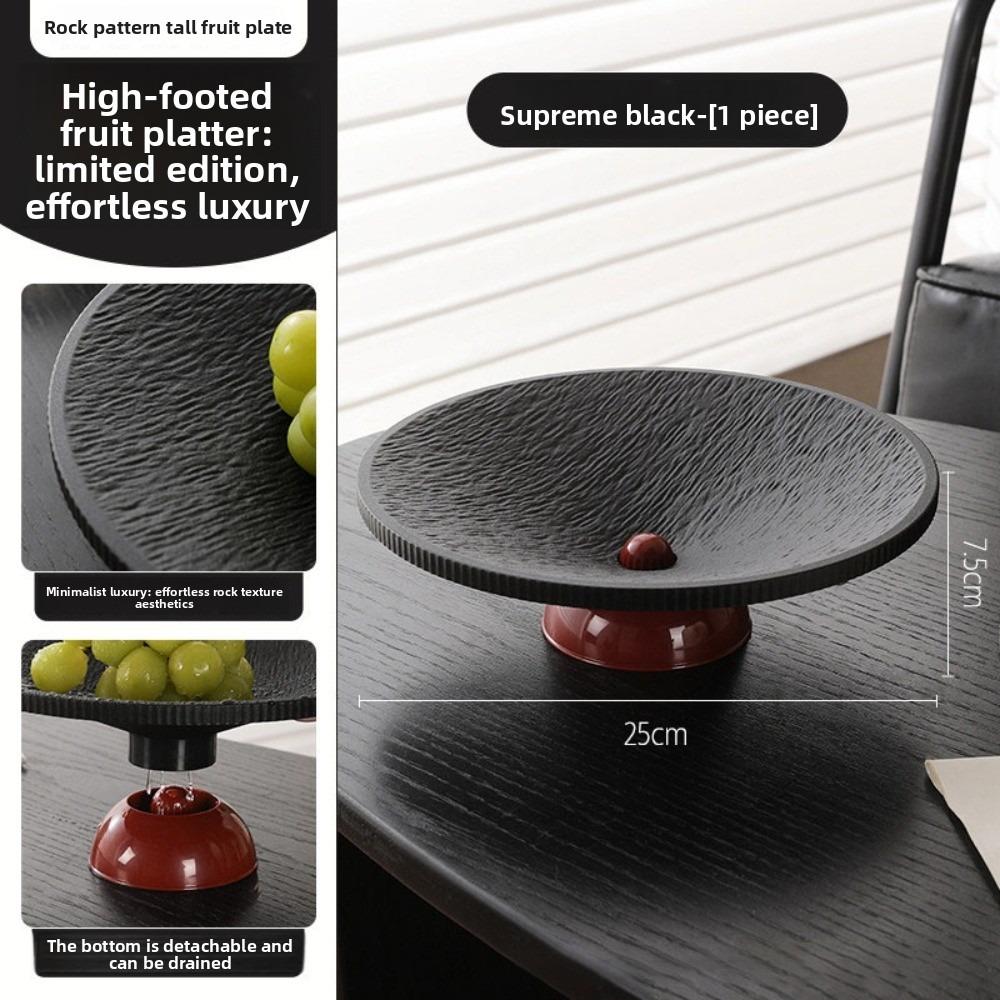 New High-legged Fruit Plate Light Luxury Plastic Dried Fruit Plate Large Capacity Drain Tray Fruit Display