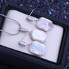 LSOOYH Natural Freshwater Big Baroque Pearl Necklace Geometric Pendant Fashion Drop Earrings For Women Pearl Jewelry Sets