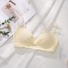 Сексуальные полые тонкие чашки без маркировки, собранные для сбора порока груди, анти-провисание, модный плиссированный удобный бесшовный бюстгальтер для девочек