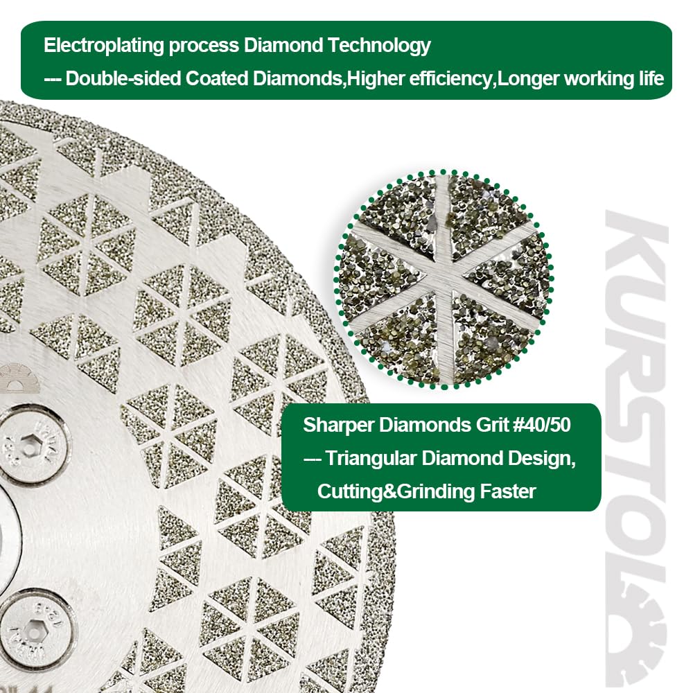 Шлифовальный режущий алмазный диск - 2 шт. Шлифовальный круг для гранита 4,5"/115 мм Фланец 5/8-11", Двусторонний алмазный отрезной диск Пильный диск для снятия фаски