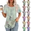 Женская модная повседневная плиссированная футболка с короткими рукавами и круглым вырезом с градиентным принтом