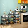 Kitchen Storage Rack Floor Standing Storage Rack with Wheel Microwave Shelf Cart Multifunctional Microwave Oven Vegetable Basket