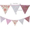 Pink Pastoral Floral Cotton Bunting: Children's Party or Wedding Decoration Hanging Flag