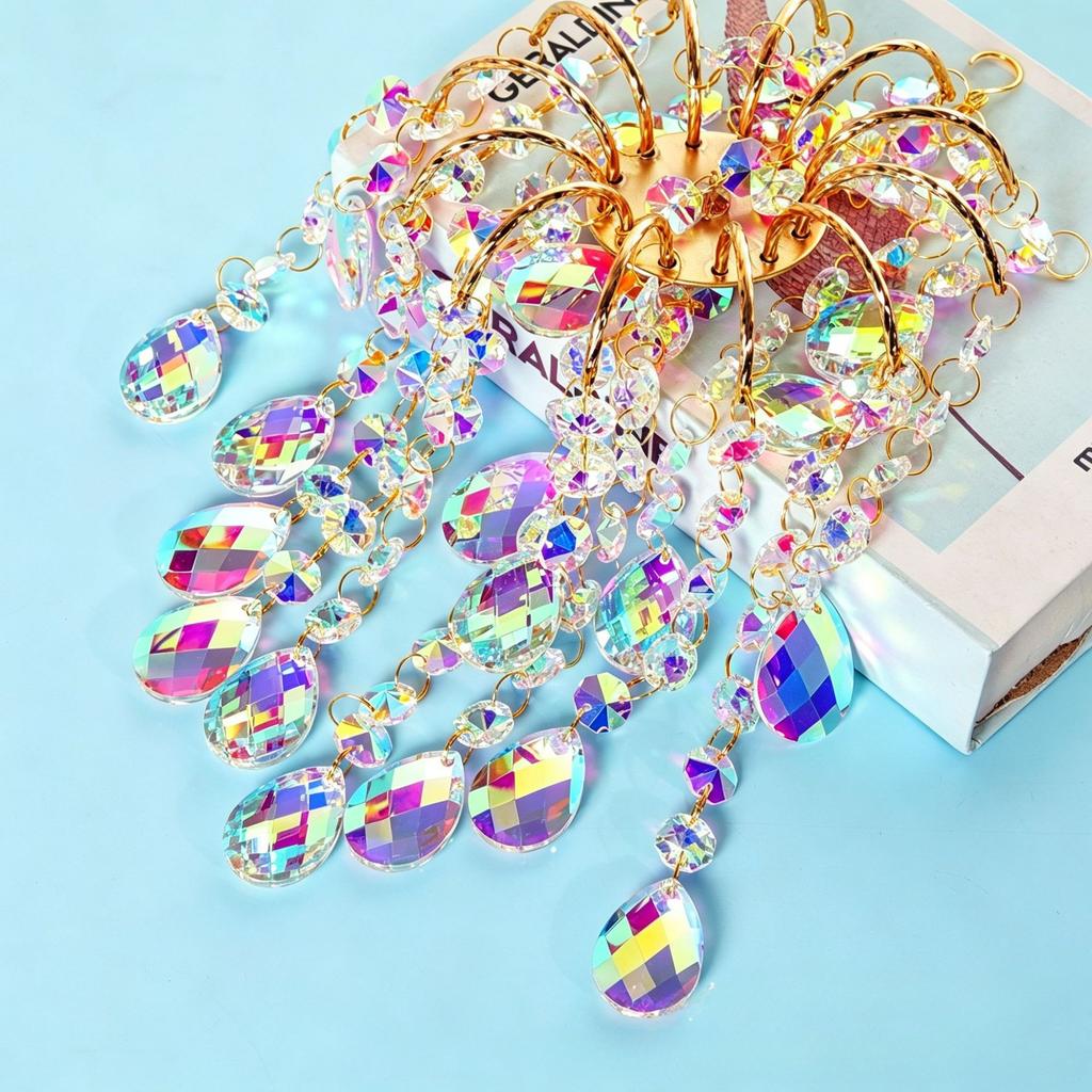 Crystal Sun Catcher Iron Outdoor Pendant DIY Metal Grid AB Color Wedding Lighting Pendant