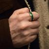 Мужские выпуклые кольца с инкрустацией из зеленой перламутровой раковины Абалон Модные кольца из нержавеющей стали золотого цвета шириной 8 мм для свадебных помолвочных ювелирных изделий Подарок