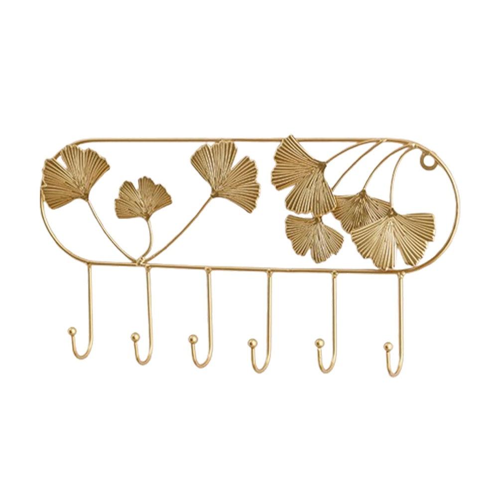 Creative Organizer Ginkgo Leaf Metal Coat Hooks Iron Art Heavy Duty Coat Hanger Nordic Style Golden Wall Hooks Wall Mounted
