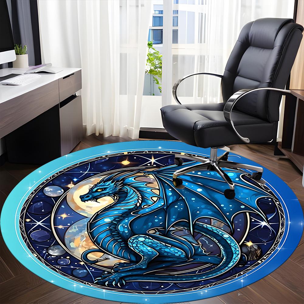 1pc Dragon Fantasy Office Round Area Rug, Under Office Chairs Bedroom Living Room Home Decor, Room Deco, Available in Various Sizes