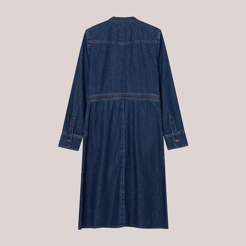 HAZZYS Women's Slim-Fit Stand Collar Denim Dress