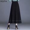 Осень-зима женская трикотажная юбка-миди женская юбка с высокой талией утепленная однотонная тонкая плиссированная юбка трапециевидной формы средней длины