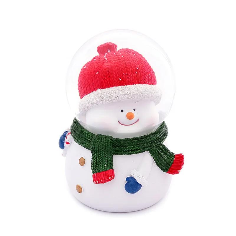Cute Christmas Snow Globe Desktop Decor Creative Luminescence Snowman Statue Glass Crystal Ball Boys Girls Christmas Gift