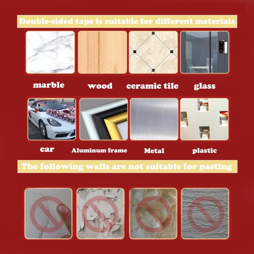 Reusable Multifunctional Double Sided Adhesive Tape, 60Pcs Double Sided Mounting Strong Sticky Wall Strips Transparent Tape Without Cropping