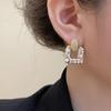 Геометрия квадратная полностью кристалл искусственный жемчуг серьги-капли для женщин сладкий темперамент креативный ювелирный аксессуар