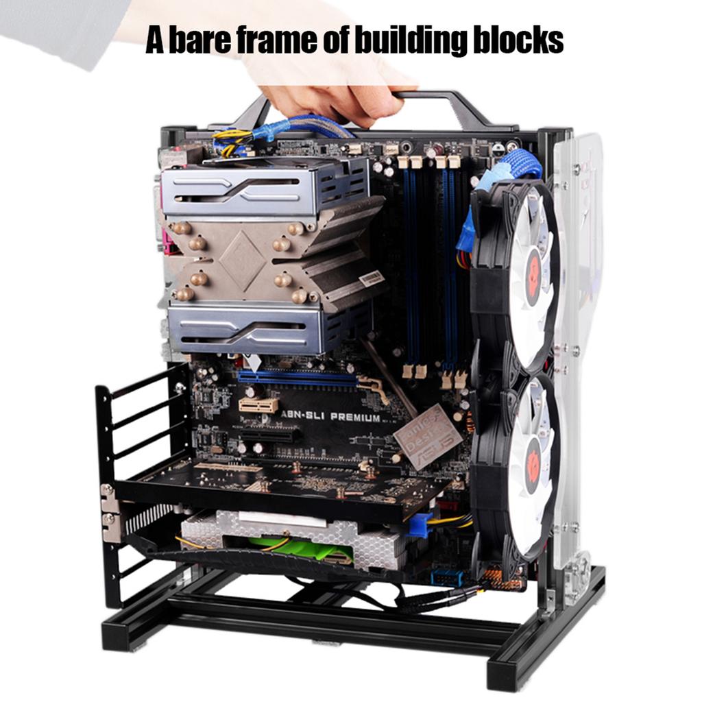 ATx M ATX  ITX Open Chassis Vertical Overclocking Test Platform Chassis Rack   Handle