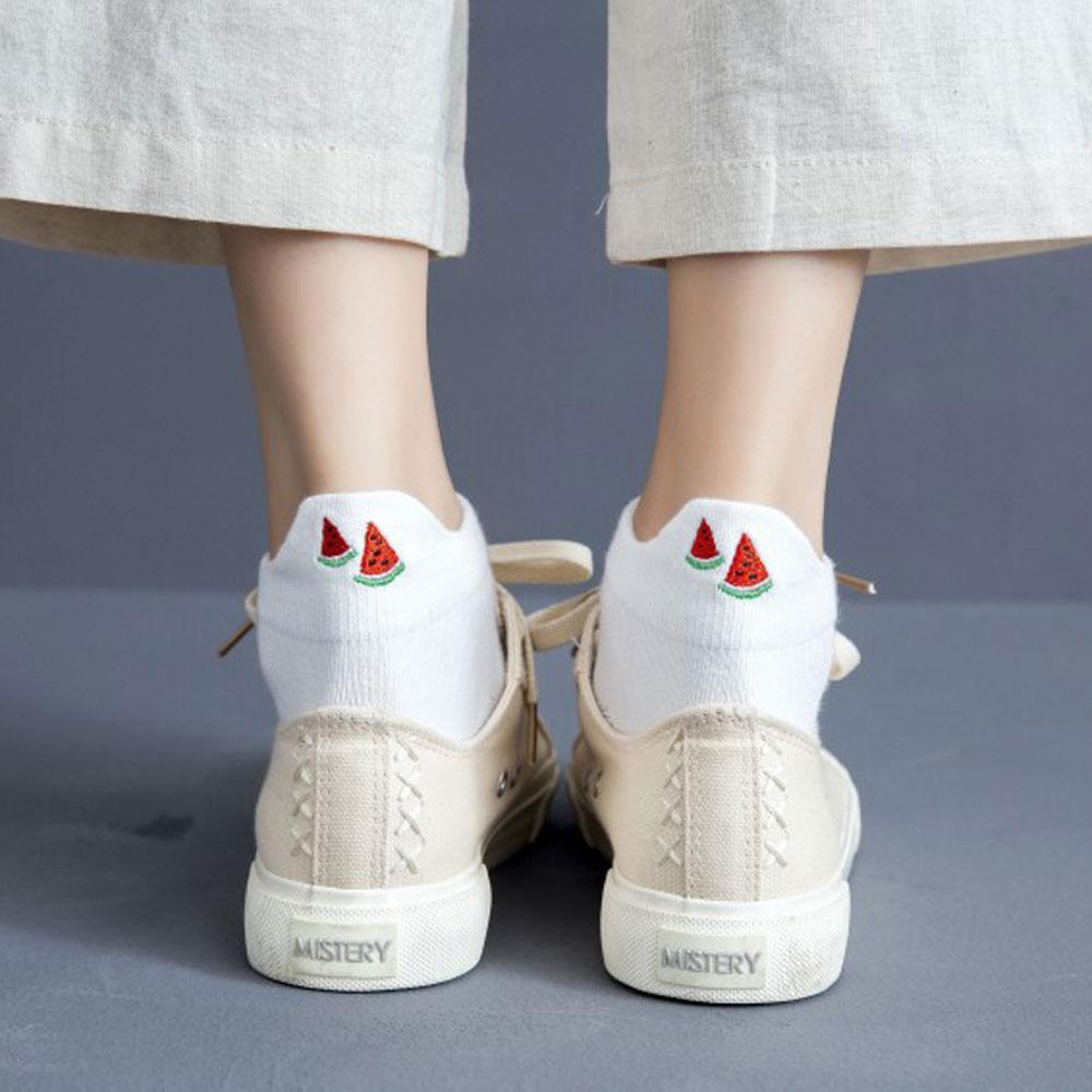 Милые короткие носки, женский комплект, носки до щиколотки с клубникой и авокадо, белые хлопковые забавные носки с низким вырезом и рисунком каваи