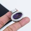 Серебряный кулон с фиолетовым медным бирюзовым камнем из стерлингового серебра 925 пробы — овальный дизайн ручной работы, повседневное ювелирное украшение в подарок жене