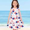 Girls' Dress Sleeveless 3D Blue Heart and Red Checkered Heart Print Summer Daily Cute Casual Sweet Kids A Line Dress Tank Dress