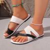 Large Size Set of Toes with Flat Bottom Cool Slippers Round Head Outer Wear Color Matching Beach Women's Shoes