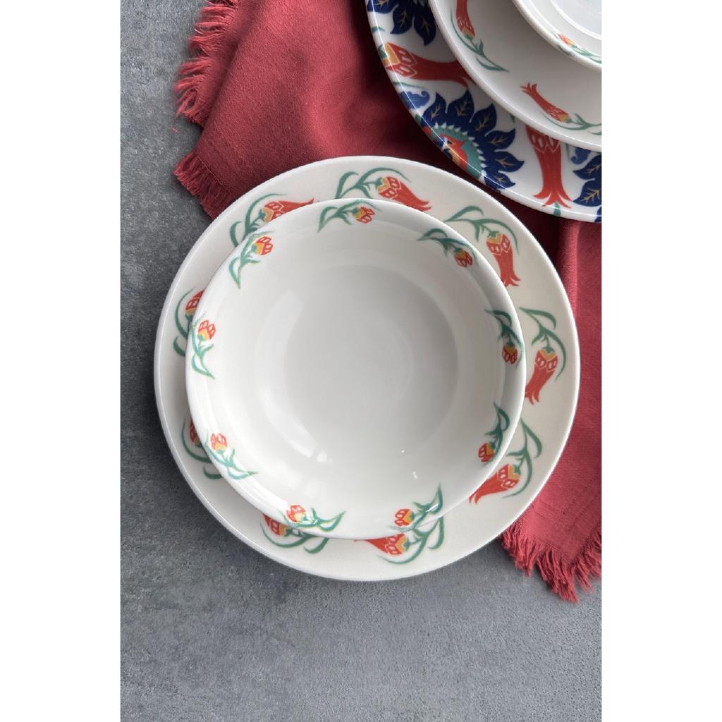 Verona Premium Porcelain Dinner Set 24 Pieces For 6 Persons Green Flower Pattern