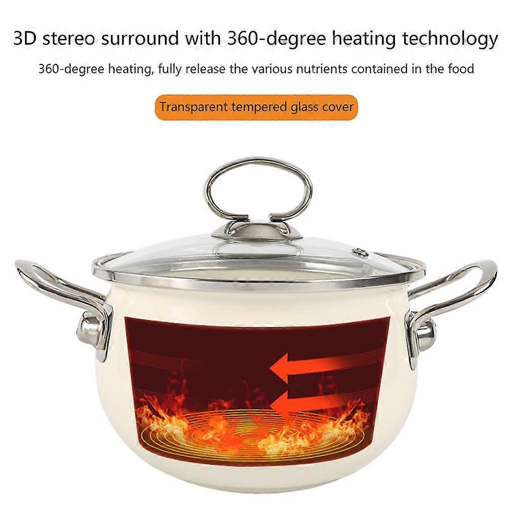 Enameled Iron Casserole-Dish Pot for w/ Premium 304 Stainless Steel Handle Lid Non-Stick Kitchen Cookware 2L/2.5L/4.7L S