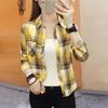 Женская рубашка с лацканами и длинным рукавом, однобортная рубашка, топы, накладные карманы, клетчатый принт, повседневный стиль, рубашка, пальто