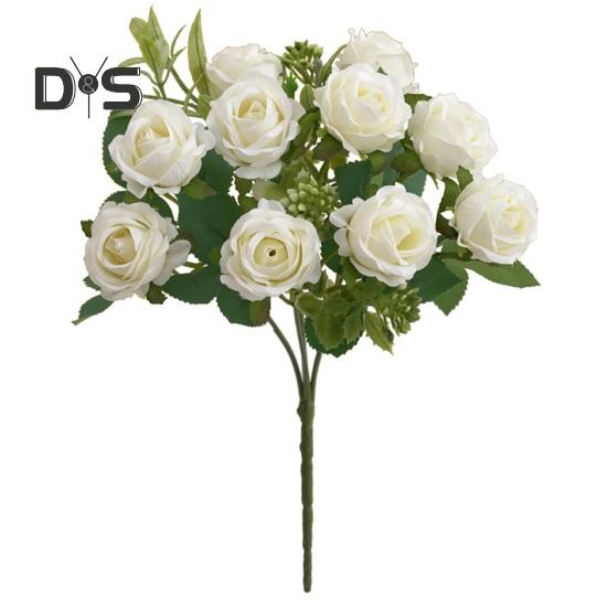 Eco-friendly Artificial Flower 10 Heads Attractive Single Branch Simulation Rose Flower Ornament