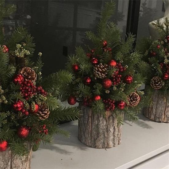 Creative Christmas Xmas Decor Dried Flower Packaging Bark Barrel Bucket Box Gift