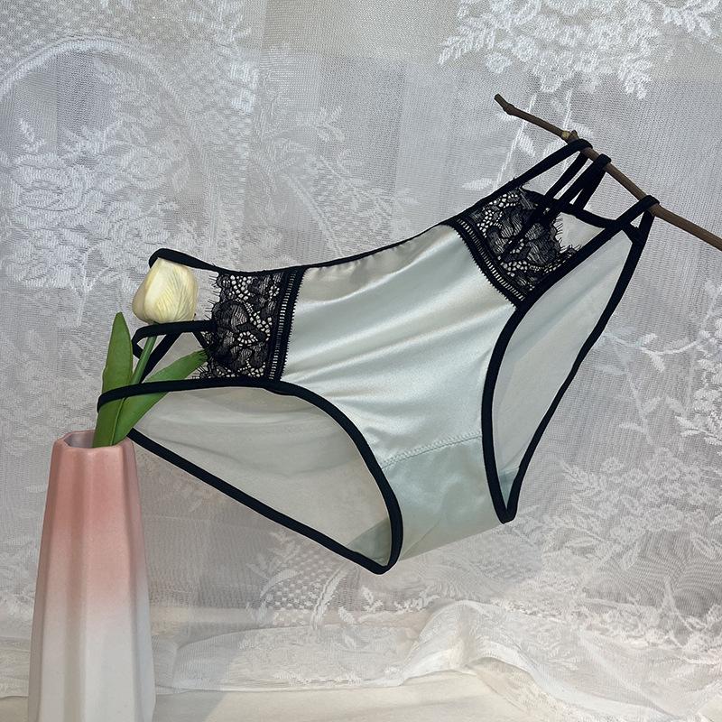 Женские сексуальные атласные кружевные трусики - дышащие, удобные, бесшовные, тонкие, с промежностью из чистого хлопка