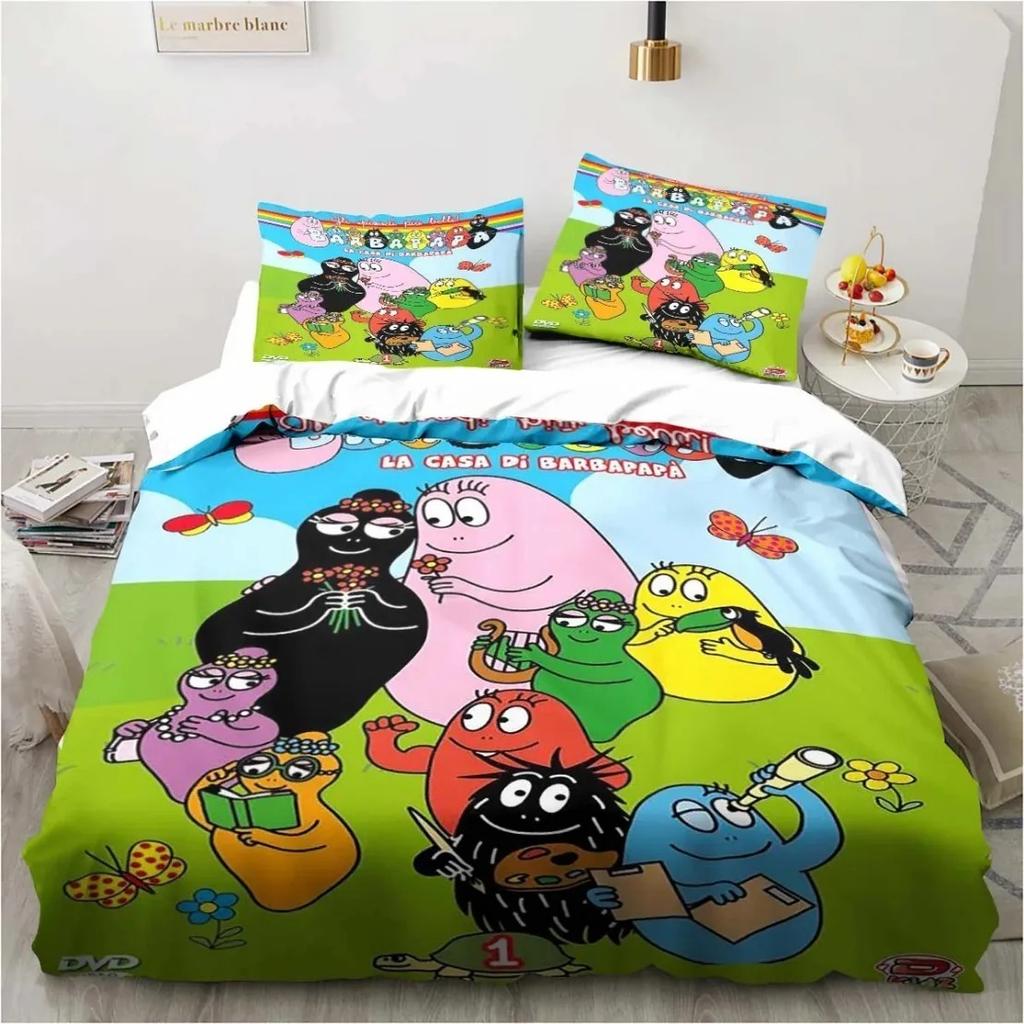3D Мультяшный Постельный Комплект B-Барбапапа Набор Пододеяльника с Наволочками Мягкий Приятный к Коже Односпальный Кинг-сайз Для Детей Подарок на День Рождения