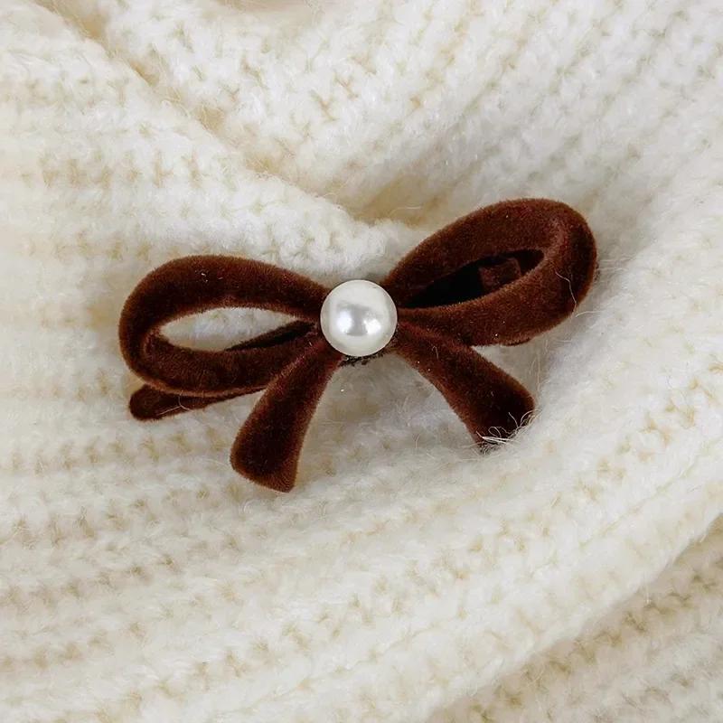 Ретро Флисовые Жемчужные Банты Рождественские Заколки для Волос для Женщин Девочек Милые Заколки Детские Милые Банты Заколки Модные Аксессуары для Волос