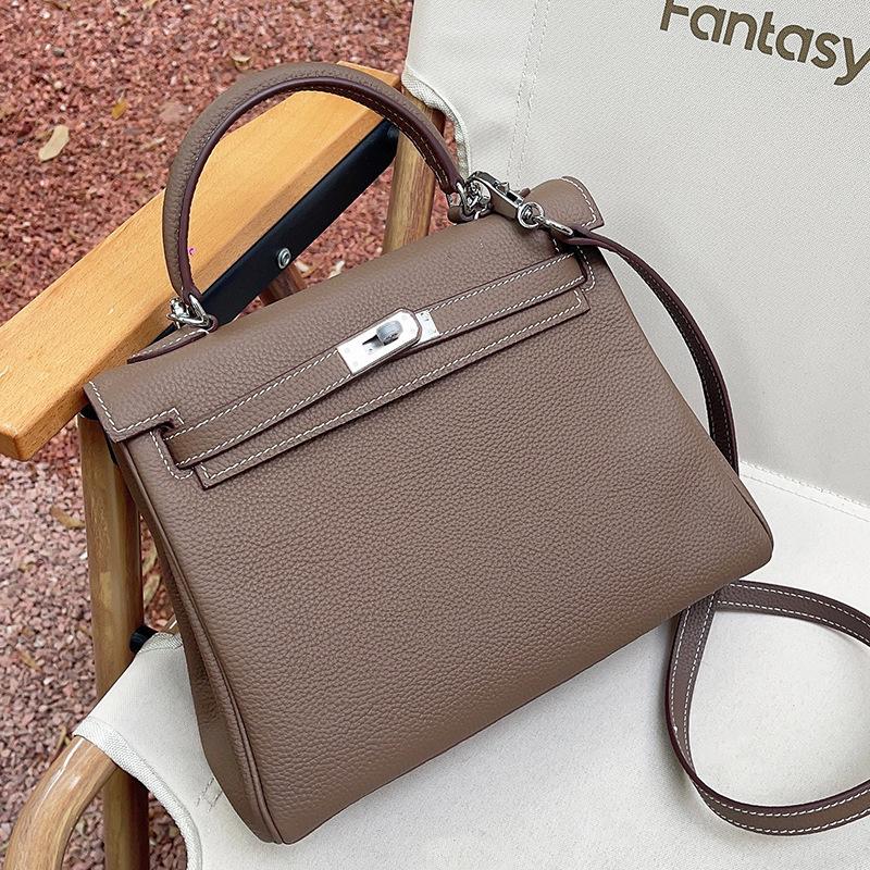 Женская сумка из высококачественной коровьей кожи первого слоя с узором личи, на плечо, кроссбоди