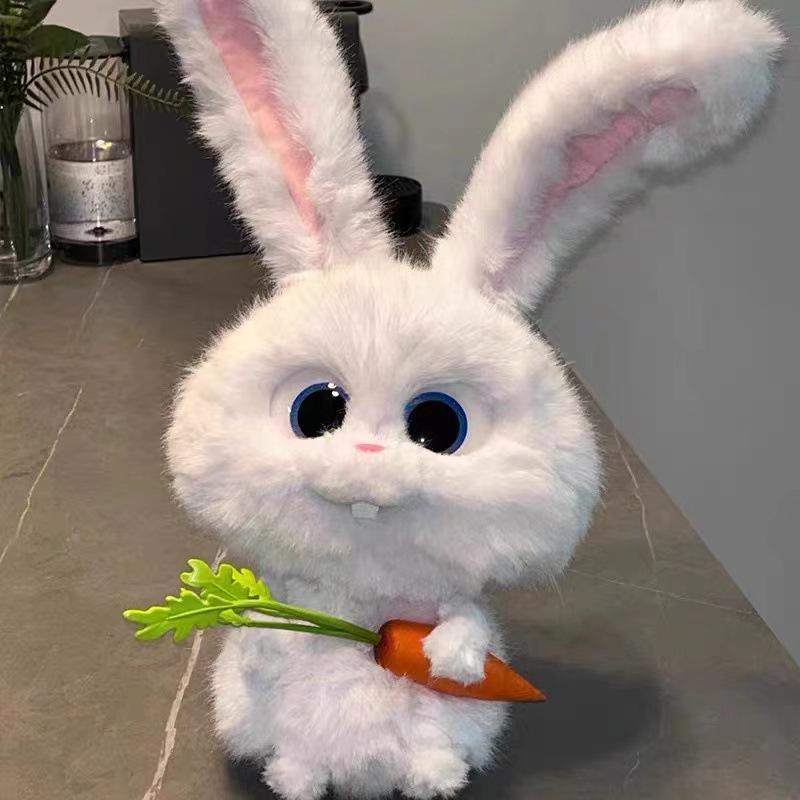 Rabbit Boss Plush Doll - The Secret Life of Pets Big-Eyed White Bunny with Carrot - Stuffed Toy Gift