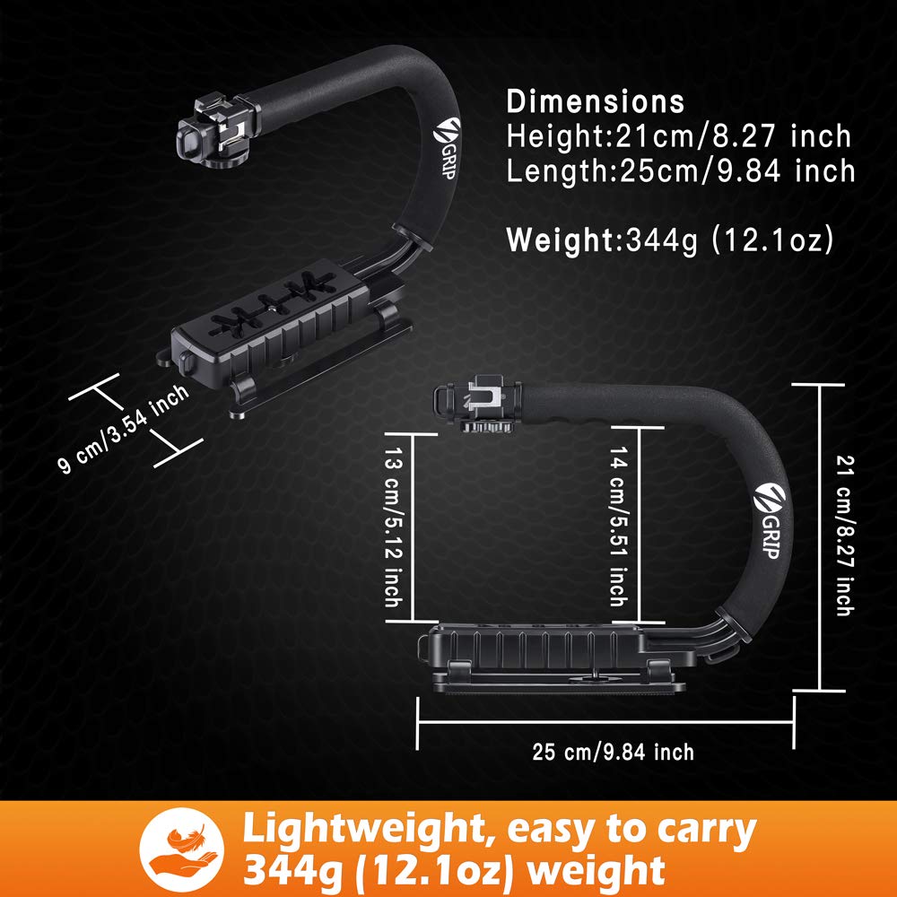Ручной стабилизатор для видеосъемки Zeadio с креплением-держателем для смартфона для цифровых зеркальных камер Canon, Nikon, Sony, Panasonic, видеокамер и всех смартфонов