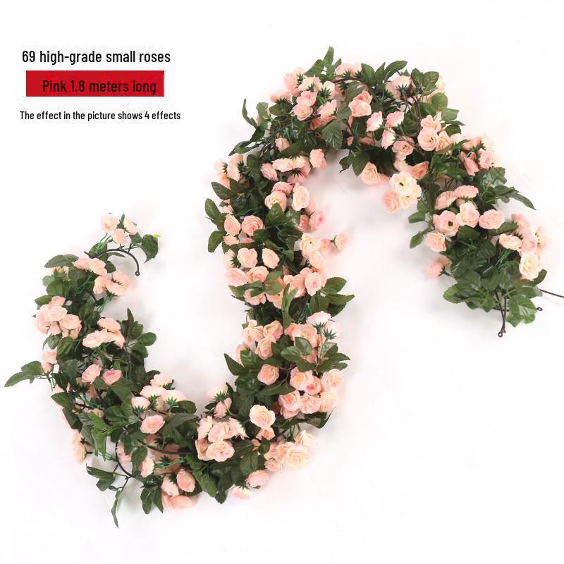 Artificial Rose Vine for Living Room Decoration, Air Duct Cover, Plastic Flower Garland