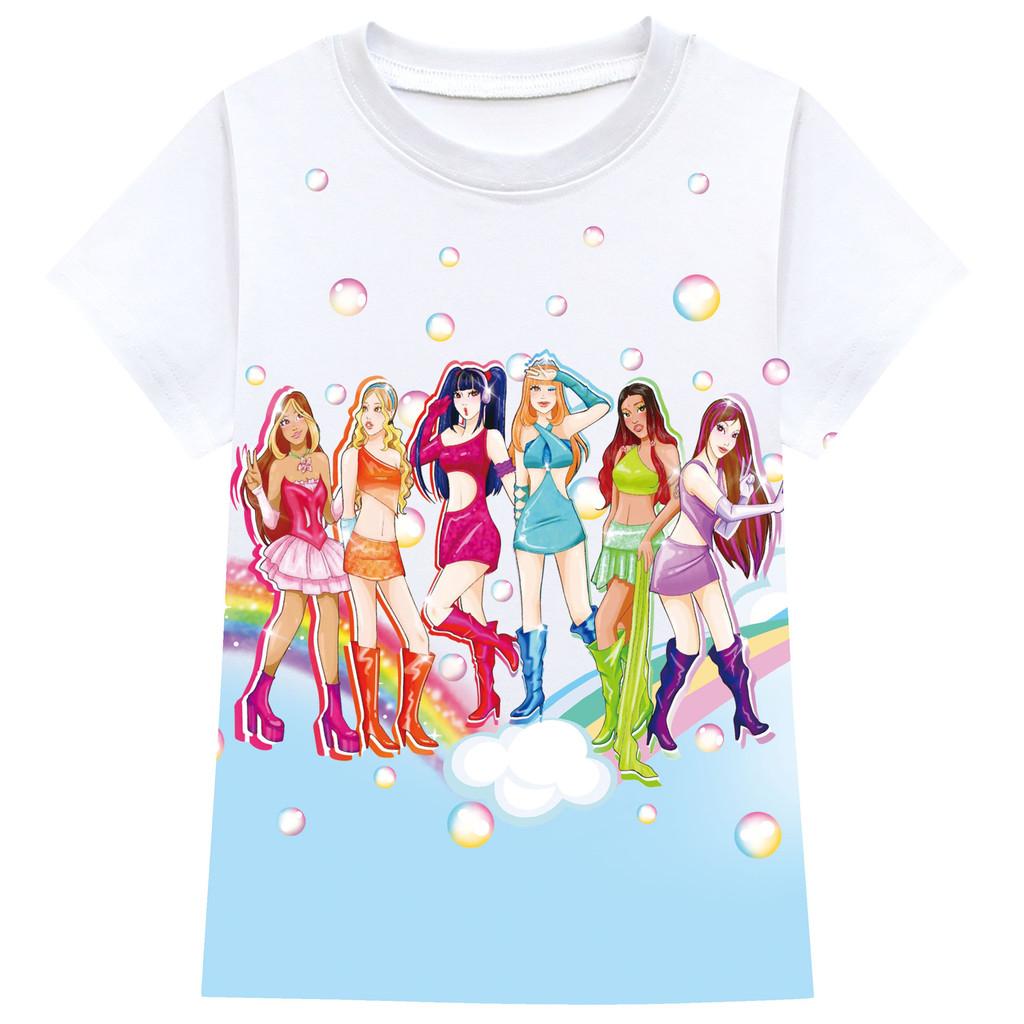 Fashion Girls KATSEYE Print Sets Short Sleeves T-Shirt Top Skirt Bag