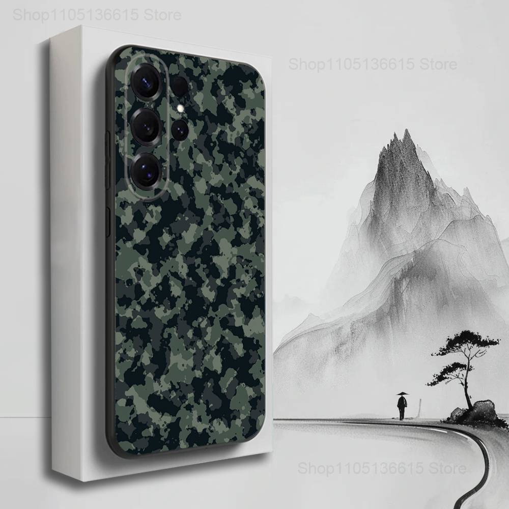 Camouflage Art Army Phone For Samsung S22,S25,S24,S23,Ultra,FE,Plus,S21,S20,S10,S9,Lite,Soft Silicone Black