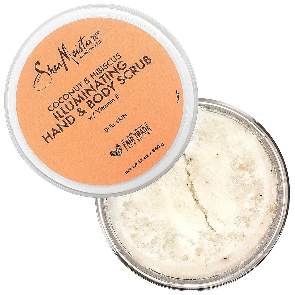 SheaMoisture Illuminating Hand and Body Scrub with Vitamin E, Coconut and Hibiscus, 12 Oz (340 G)