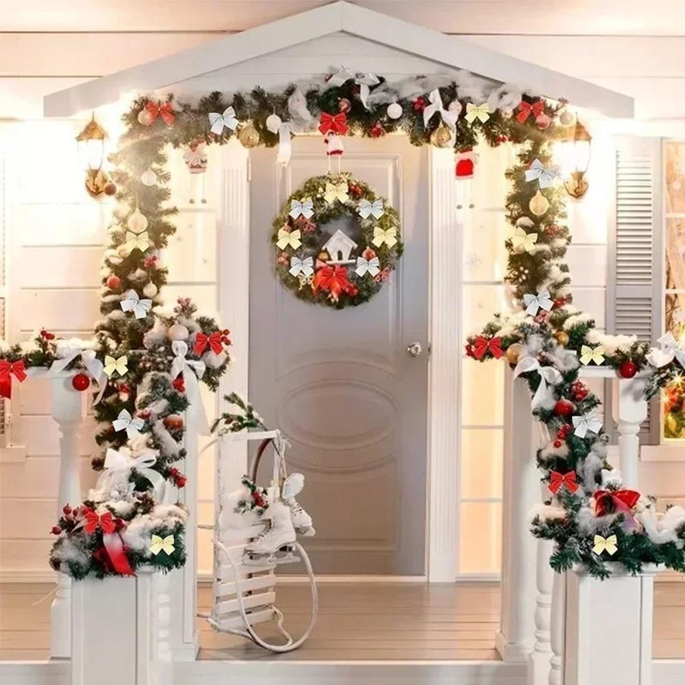 12pcs Bowknot Pendant Xmas Tree Ornaments Mini Christmas Decorations Christmas Bow Home Decoration
