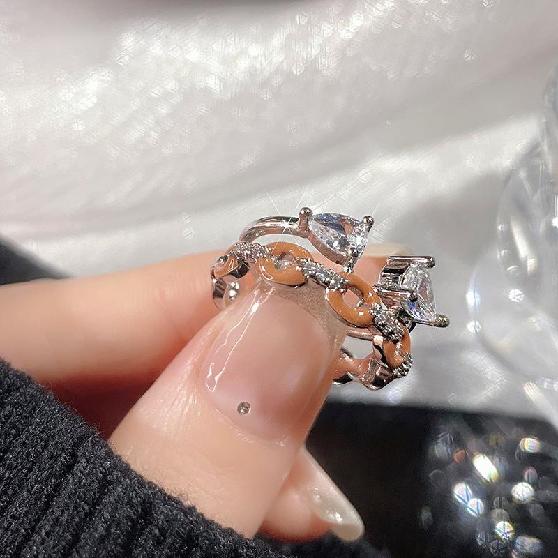Drip Chain Stacked High-End Ring Cold Wind Butterfly Zir*****Pen Ring Female Personality Index Finger Ring
