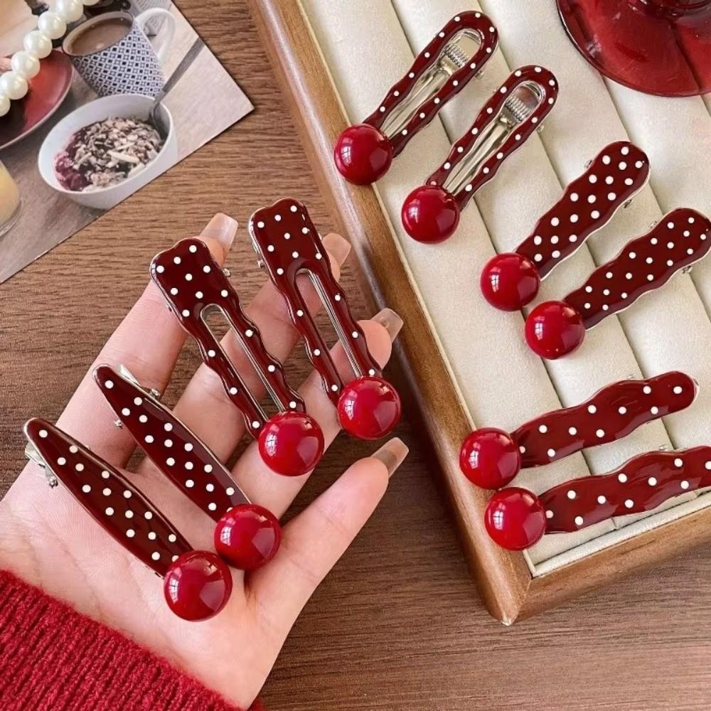 Seamless Hair Barrettes Polka Dot Hairpin Sweet Bangs Clip for Women Girls
