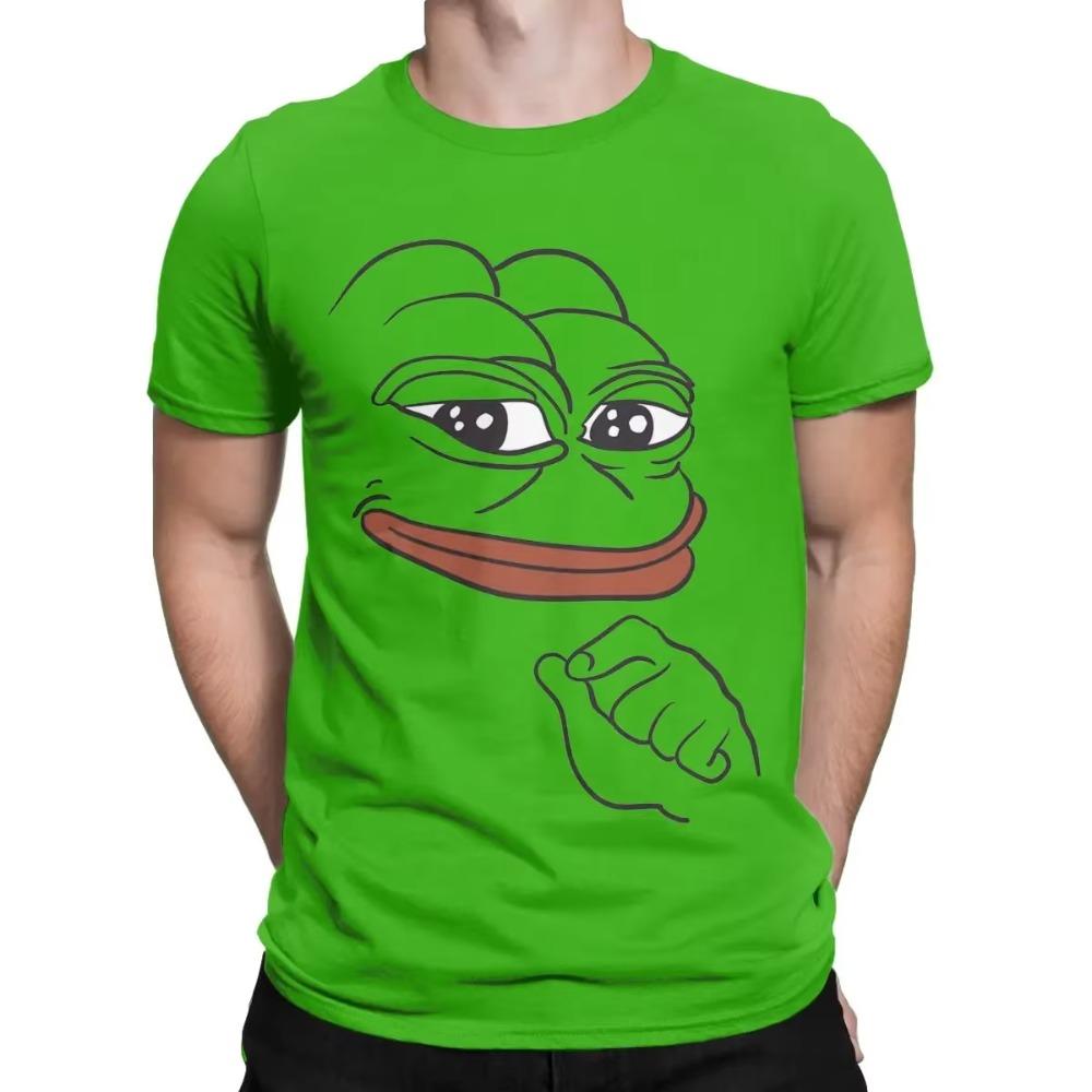 Мужские футболки Smug Pepe The Frog Fashion Хлопковые футболки с коротким рукавом Футболка с круглым вырезом Одежда Подарок на день рождения