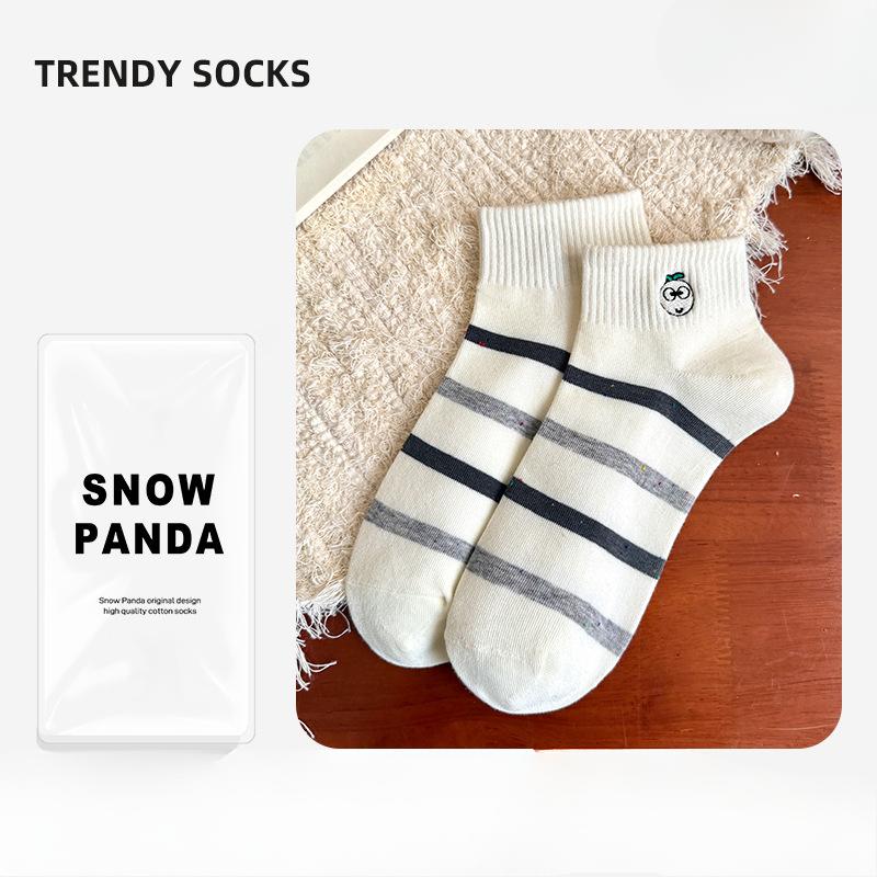 Женские летние тонкие новые низкие впитывающие пот полосатые милые короткие носки-лодочки