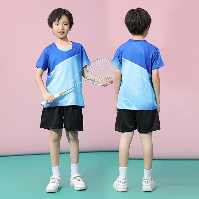 Kids Badminton Uniform Set Quick Dry Training Shirt Shorts Boys Girls Team Sports